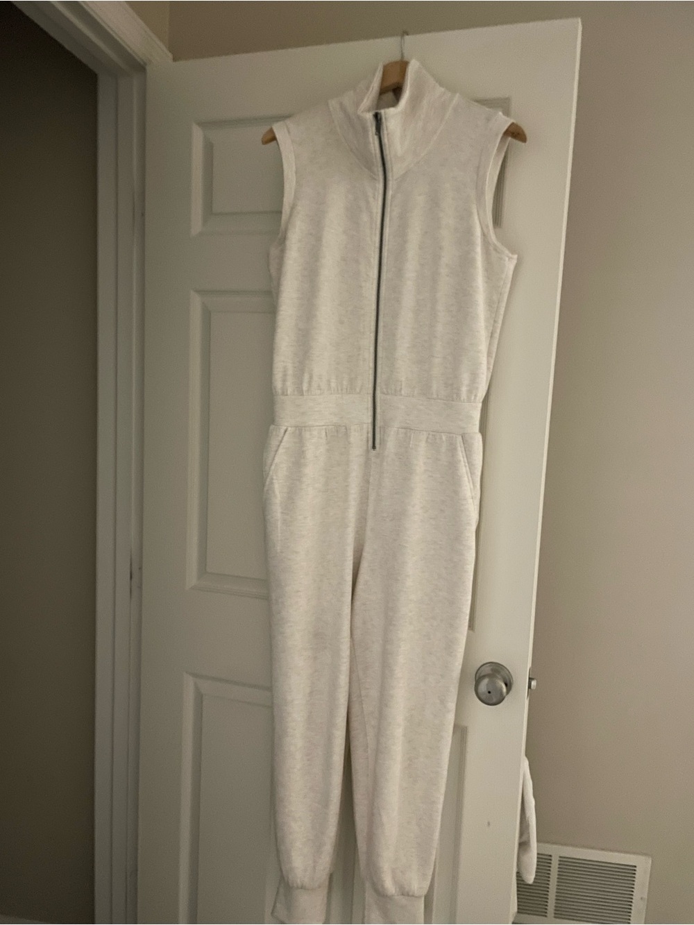 Ideology Front-Zip Onesie in Oatmeal Heather